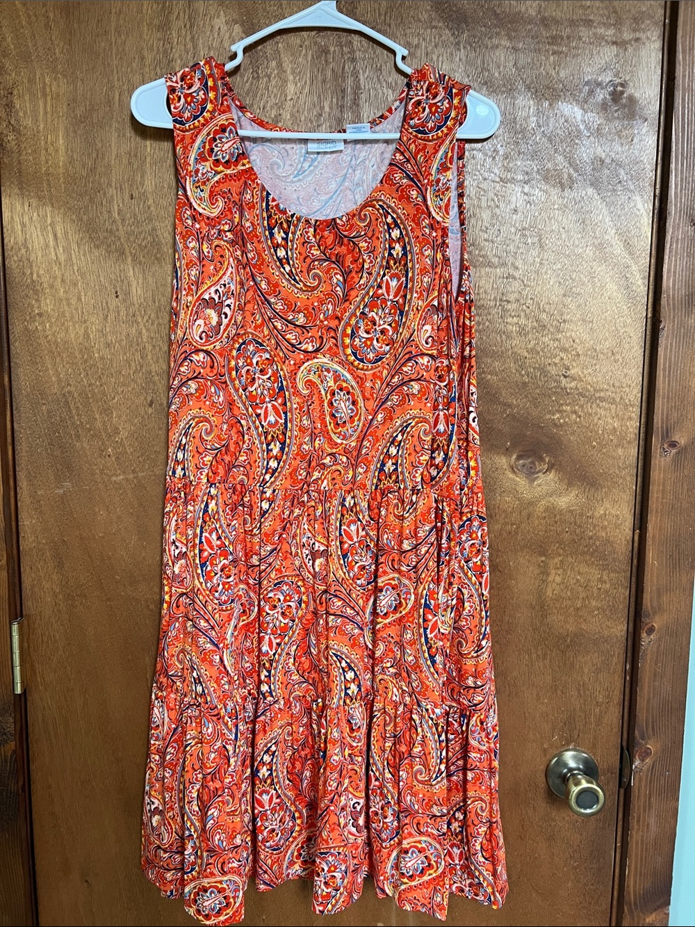 Sigrid Olsen Orange Paisley Tiered Midi Dress